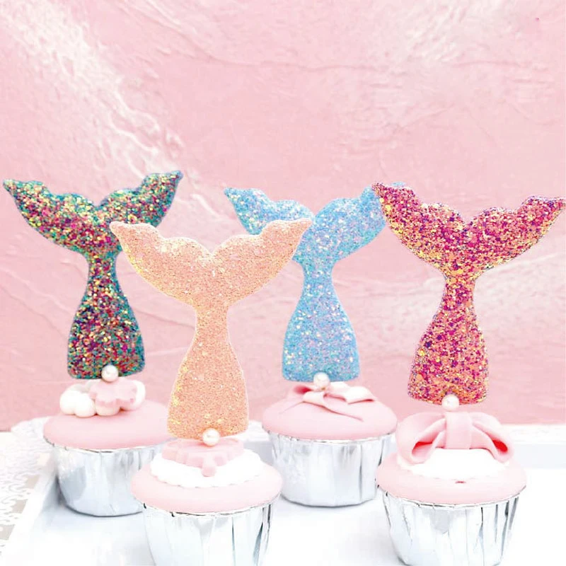 

1pc dream sea biling Shiny Mermaid Cake paper holiday Party Cute birthday decorations tool cake topper wedding supplies kawaii