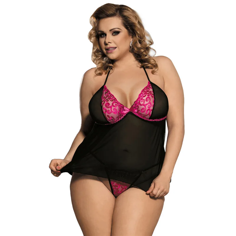 

Lingerie sexy hot erotic big size halter nuisette femme sexy dentelle back bandage lenceria erotica mujer sexi babydoll RW80354