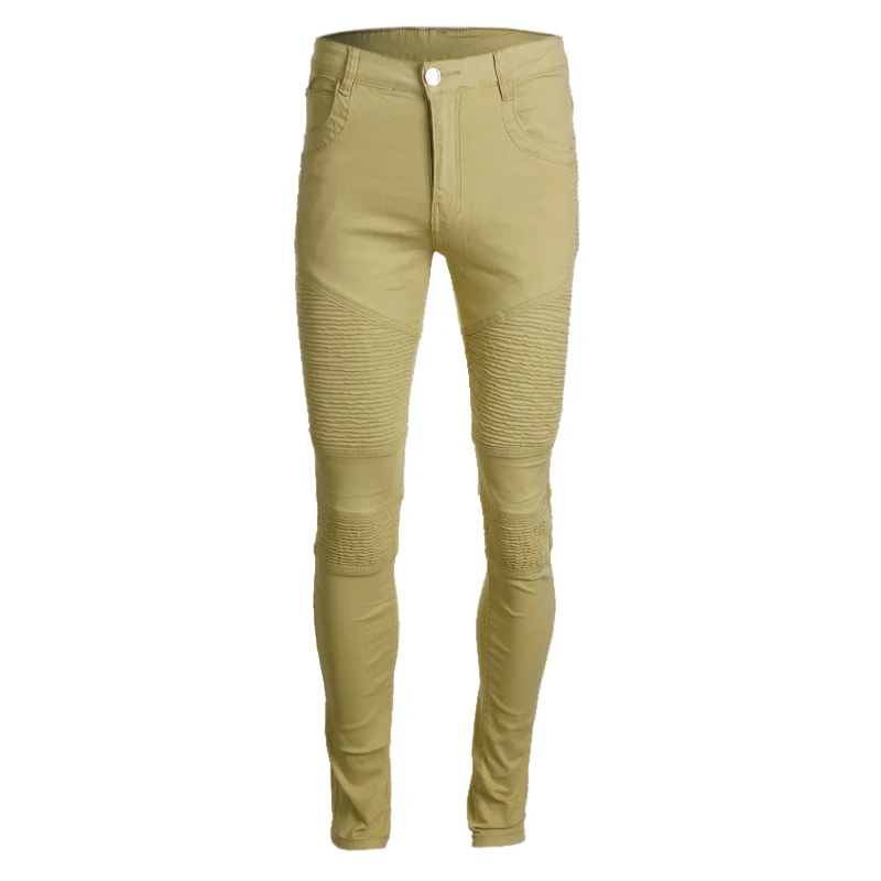 Khaki Pui men tiua мужские модные Стрейчевые облегающие прямые мужские джинсы с дырками зауженные джинсы в полоску - Цвет: Khaki