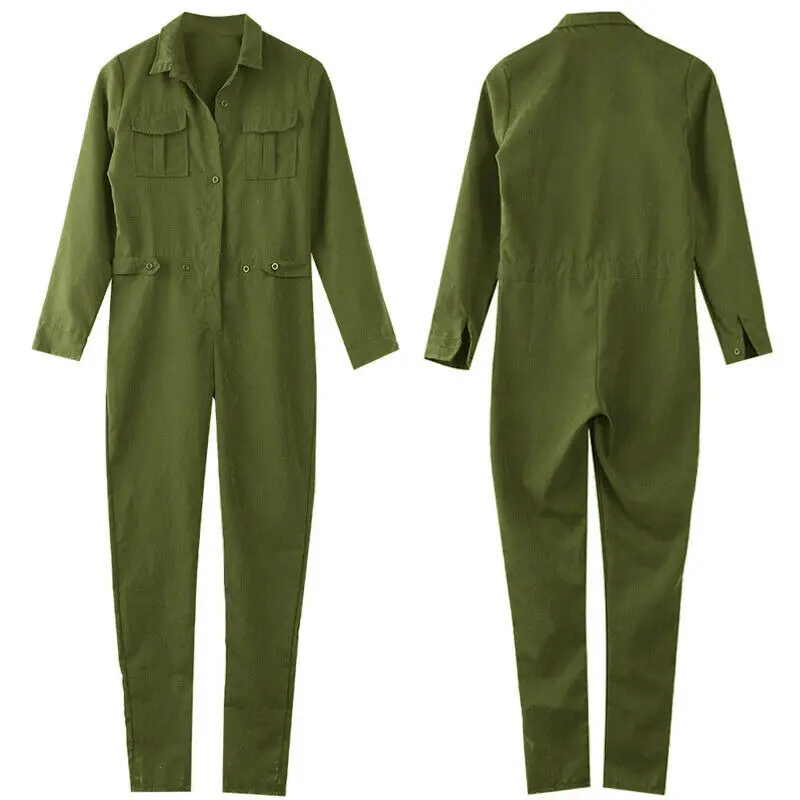 Women Army Green Jumpsuit Casual Oversized Boyfriend Baggy Denim Overall Romper Jumpsuits