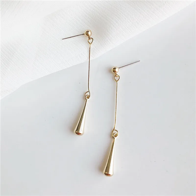 

S925 Silver Needle Simple Metallic Texture Water Drop Ear Nail Female Temperament Korean Personality Loop Ear Clamp A42