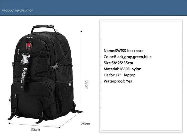 Crossten швейцарские многофункциональные дорожные сумки для ноутбука Macbook Рюкзак 1" Школьный водонепроницаемый походная дорожная сумка