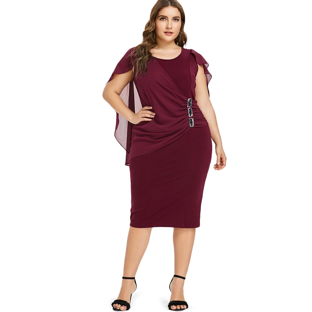 Wipalo Женское вечернее платье большого размера украшенное горным хрусталем с круглым вырезом без рукавов размер 5XL