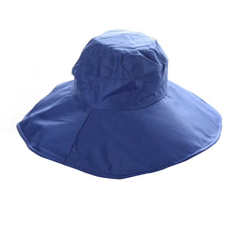 Однотонная Водонепроницаемая Рыбацкая шляпа для мужчин и женщин, летние Панамы для взрослых, повседневные складные пляжные кепки, уличная походная шляпа для сафари - Цвет: blue