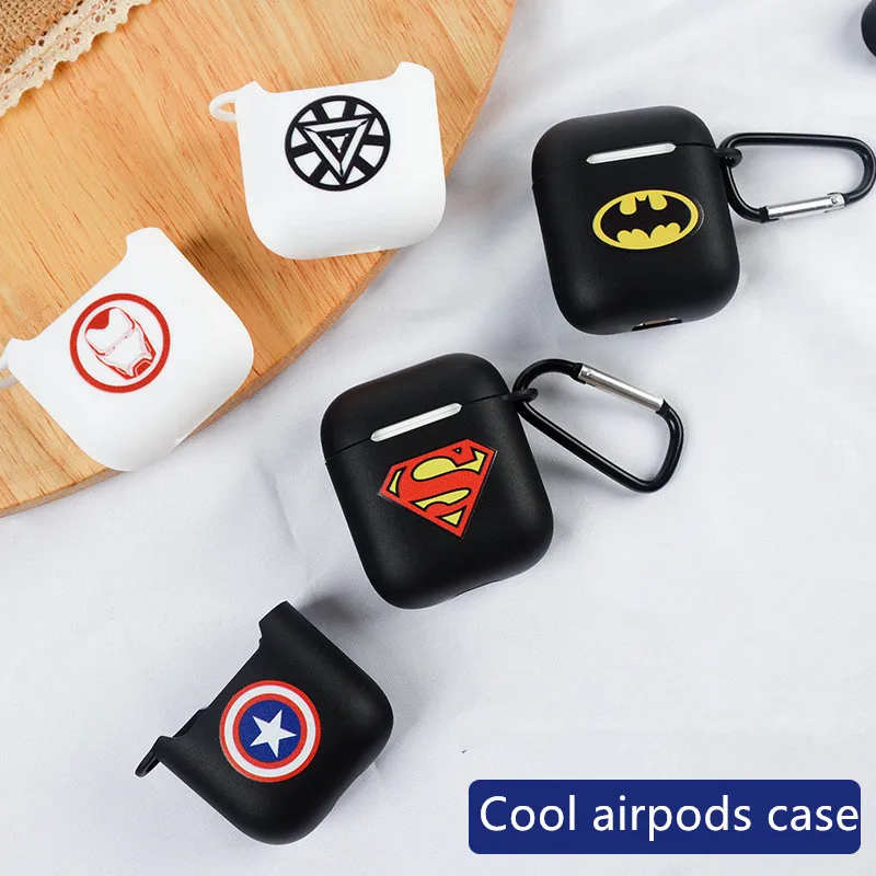 

New Cool Batman Superman TPU Silicone Earphone Case For AirPods Protective Cover Skin Accessories for Apple Airpods Charging Box
