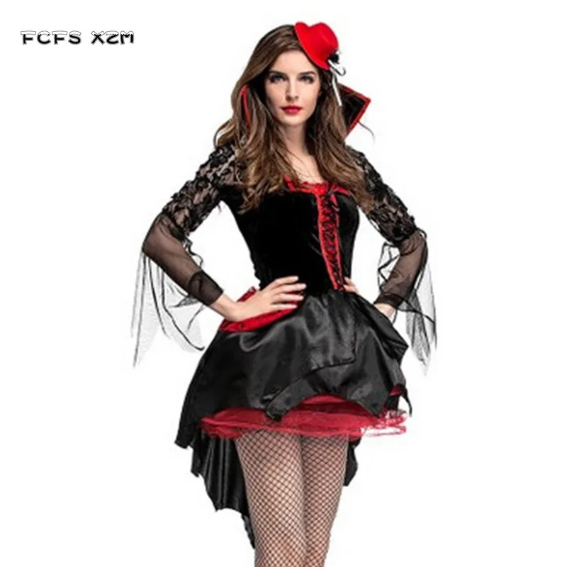 Black Puff skirt Female Vampire Cosplay Woman Halloween Witch Costumes ...