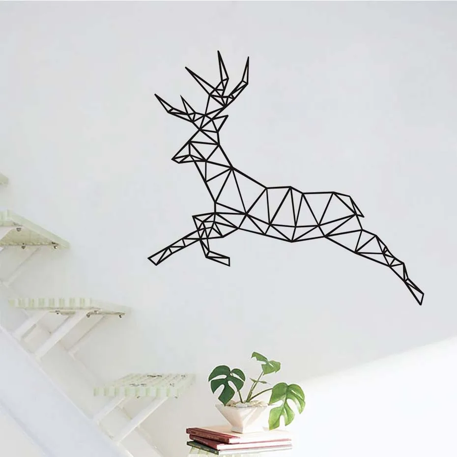 Geometric Animals Deer Wall Stickers For Kids Room Home Decor Creative