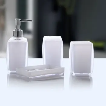 

4Pcs Acrylic Bathroom Accessories Soap Dispenser Bottle Soap Dish Cup Toothbrush Holder Case MYDING
