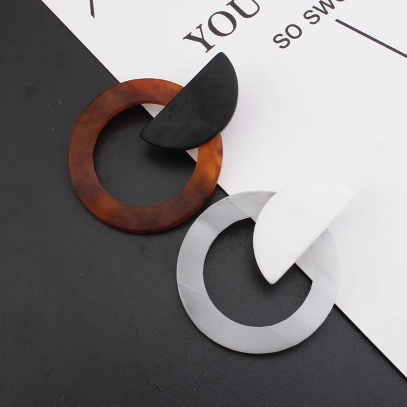 Geometric Round Brown Acrylic Earrings New Fashion Leopard Acetate Personality Atmosphere Exaggerated Edition | Украшения и
