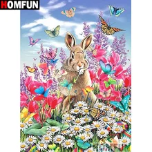 

HOMFUN Full Square/Round Drill 5D DIY Diamond Painting "Flower rabbit" 3D Embroidery Cross Stitch 5D Home Decor A13407
