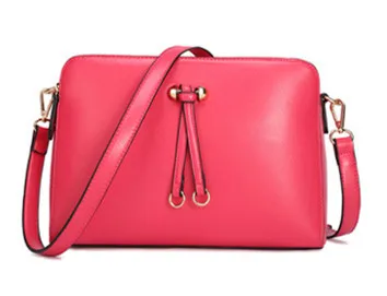 Модная однотонная женская сумка из натуральной кожи через плечо Различный размеров - Цвет: Pink  L