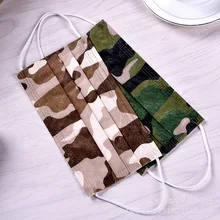 50pcs/Pack CA Camouflage ear muffs mouth man cotton mask mascarillas pano de boca soft spunlace biker fashion surgical mask
