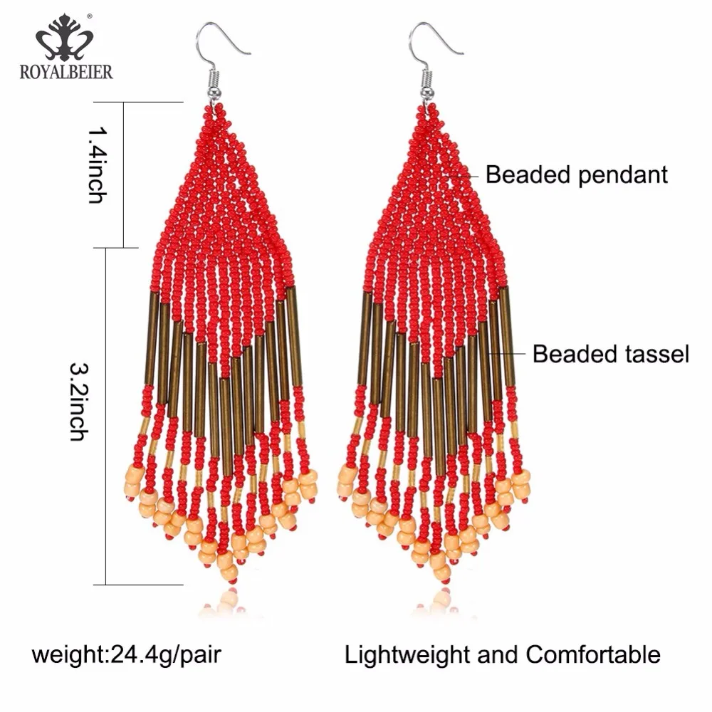 ROYALBEIER, новинка, модные богемные женские висячие серьги, ручной работы, вечерние, подарок, Висячие ювелирные изделия, горячая Распродажа, серьги