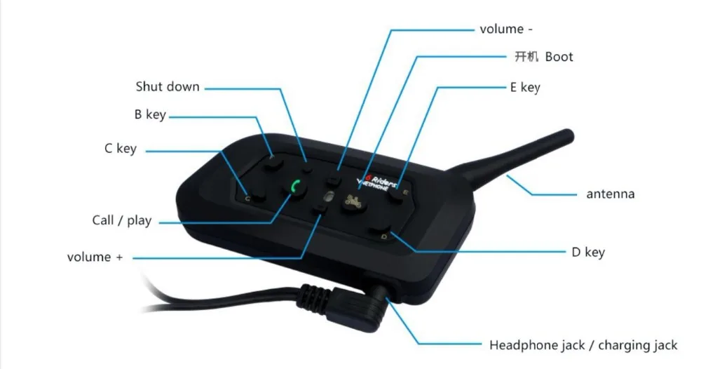 V6 переговорное bluetooth-устройство для мотоциклетного шлема гарнитура 1200 м мотоцикл Беспроводной BT переговорные для 6 Riders Intercomunicador