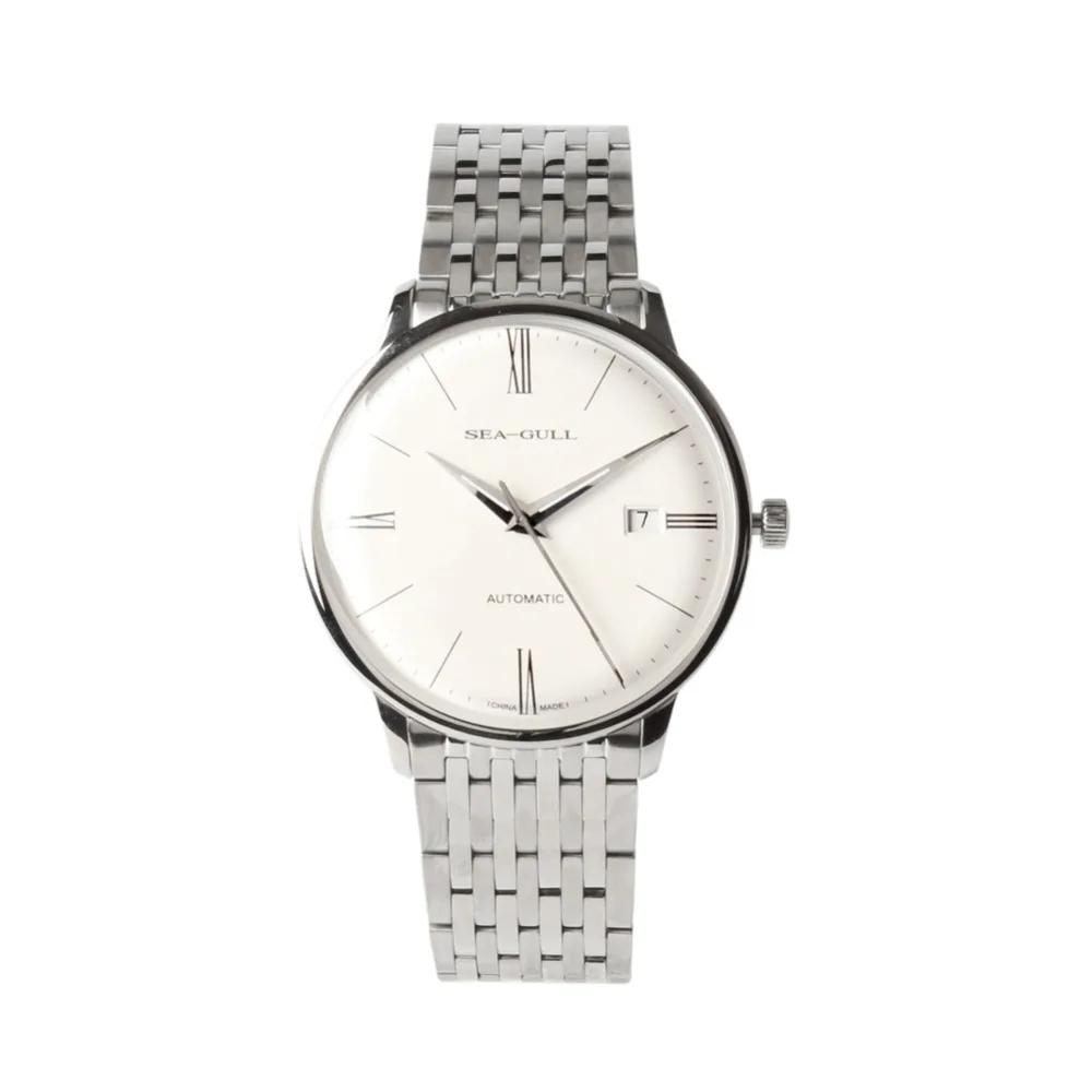

Seagull 10mm Thin Anti-Glare Domed Sapphire Crystal Roman Numerals Exhibition Back Automatic Men's Dress Watch 816.519