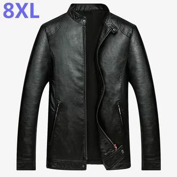 

Plus size 8XL 6XL 5XL 2018 New Arrival Leather Jackets Men Outwear Solid Casual Men's Coats Autumn & Winter Keep warm Jacket