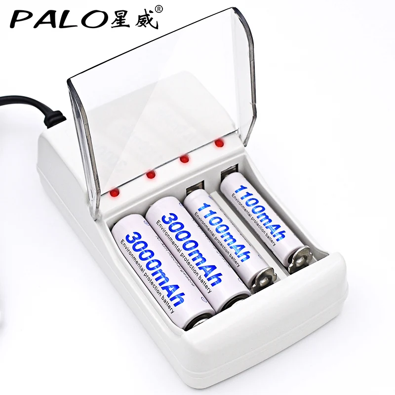 

4 Slots LED Indicator Smart Charger for AA / AAA NiCd NiMh Rechargeable Batteries with EU plug