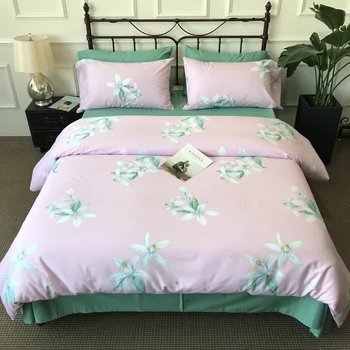 

New Combed Cotton Satin Reactive Printing New Color High Density Bedding Set Duvet Cover Sheet Pillowcase King Super King Size