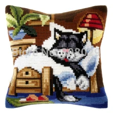

BLACK CAT tapestry pillow kit Tapestry pillow Cross-stitch Cushion Kit Chunky Pillowcase 100% Acrylic Yarn Kits Embroidery