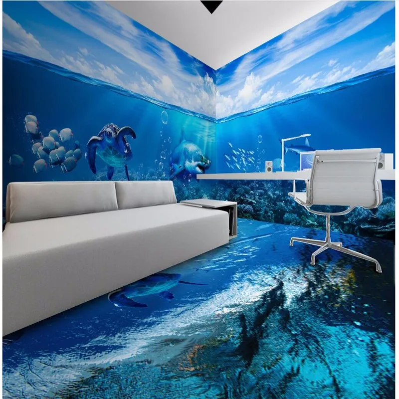 Wall-Wallpaper-Customized-frescoes-sea-turtles-shark-whole-room-Background-Modern-Mural-for-Living-Room-Painting