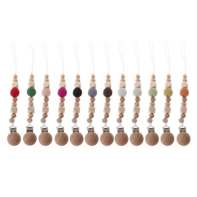 Baby Pacifier Chain Natural Clip Soother Clips Dummy Holder Safe Beech Wooden Teether Dropshipping | Мать и ребенок