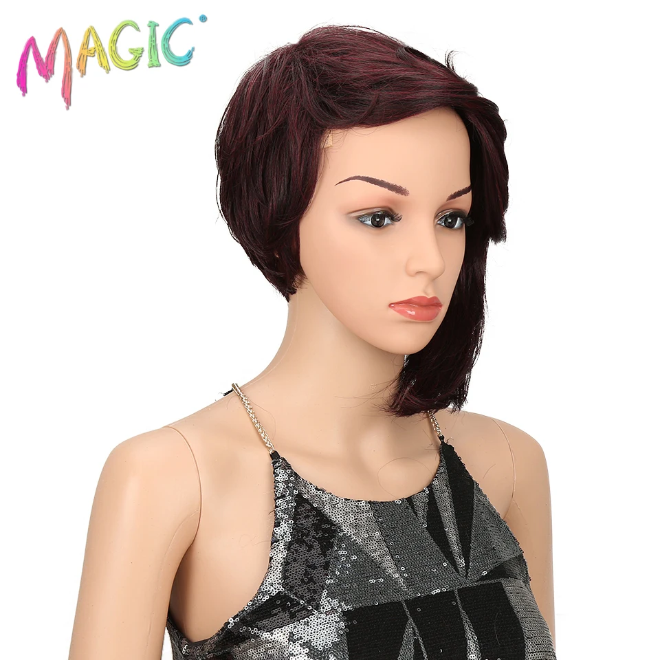 Магия волос Короткие Синтетические прямые парики для Для женщин 12 дюймов цвет: черный, синий жаропрочных волос Daywear/Косплэй/вечерние парики