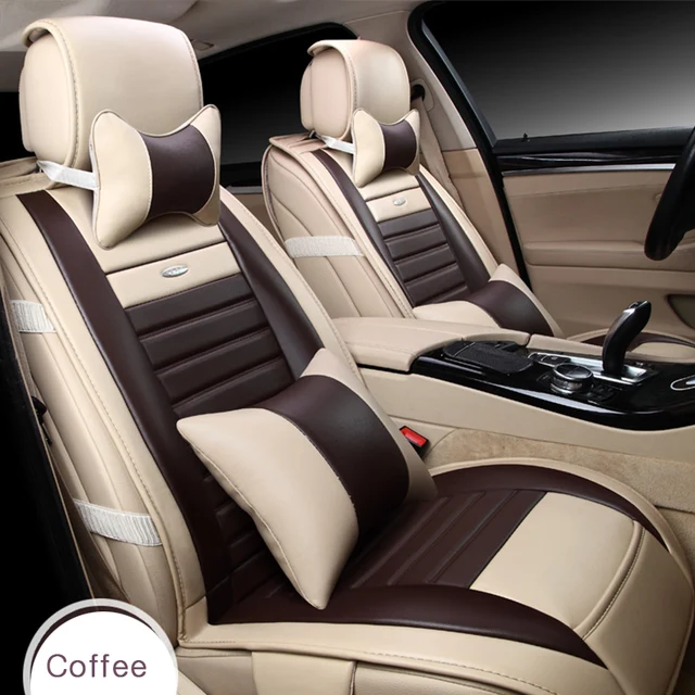 9pcs Set Coffee Color PU Leather Universal Auto Car Seat Covers Automobile Cover Chair