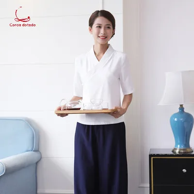 

Spring and summer new health beautician work clothes female fashion pedicure massage shop technician salon set