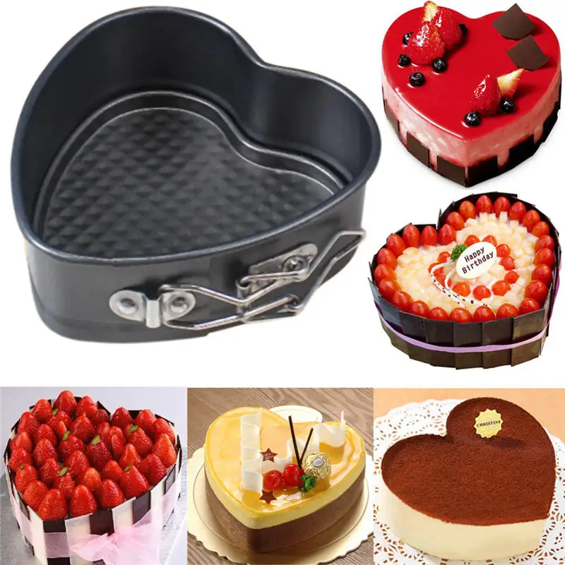 

LYQ 2019 Heart-Shaped Cake Tin Non Stick Spring Form Loose Base Baking Pan Tray Valentine's Day Best Gifts High quality @W
