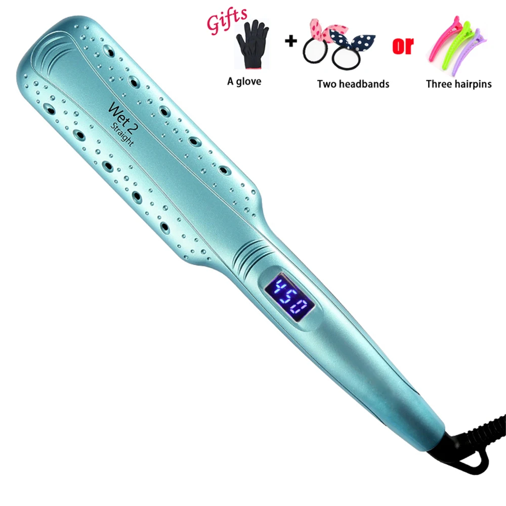 

100-240V 2 IN 1 Professional Hair Straightener Flat Iron Curling Irons Straight Hair Styling Tourmaline Ceramic Heating Plate