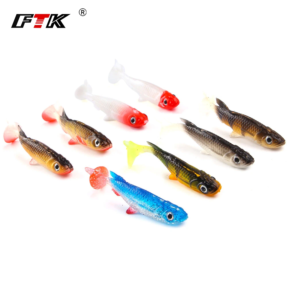 

Fishing Soft Lure 5PC 6CM Bass Minnow Silicone Bait Shad Warm Swimbait For Fishing Wobbler Jigging Head Lure Fishing Accessories