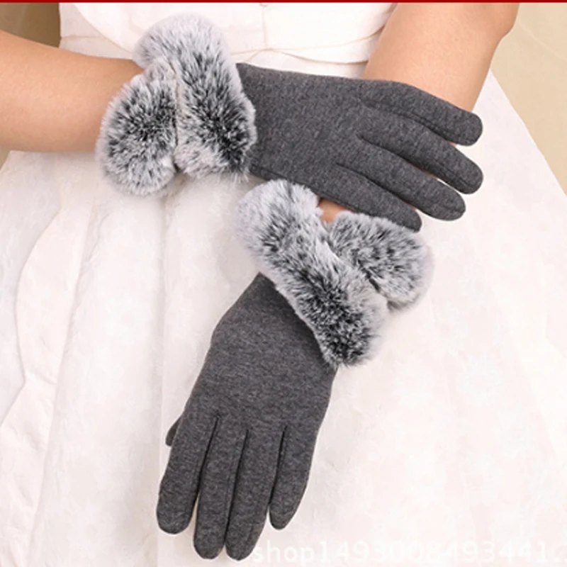 Fashion Women's Winter Gloves Imitation Fur Thin Wrist Gloves Warm Fake