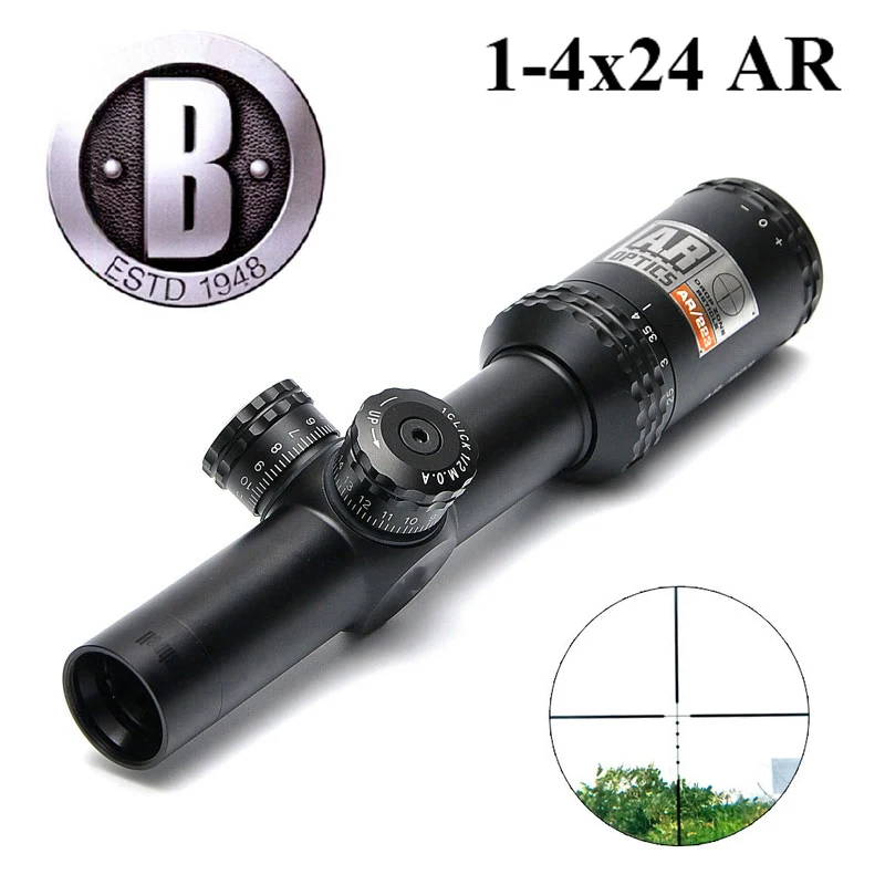 BU 1-4x24 AR البصريات قطرة منطقة-223 شبكاني التكتيكية بندقية Riflescope مع الهدف الأبراج الصيد نطاقات ل قناص بندقية