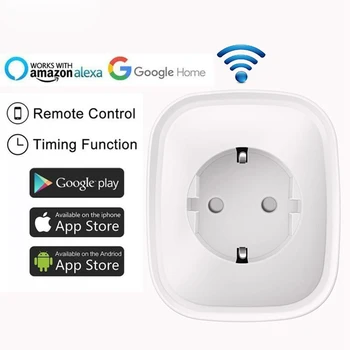 

WIFI Smart Socket EU Plug 220V 16A Remote Control wifi Plug Smart Switch Wireless app for Amazon Alexa/Google Home Assistant
