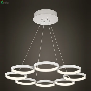 

Modern Simple Aluminum Rings Led Pendant Chandeliers Luminaria Lustre Acrylic Dining Room Led Chandelier Lighting Light Fixtures
