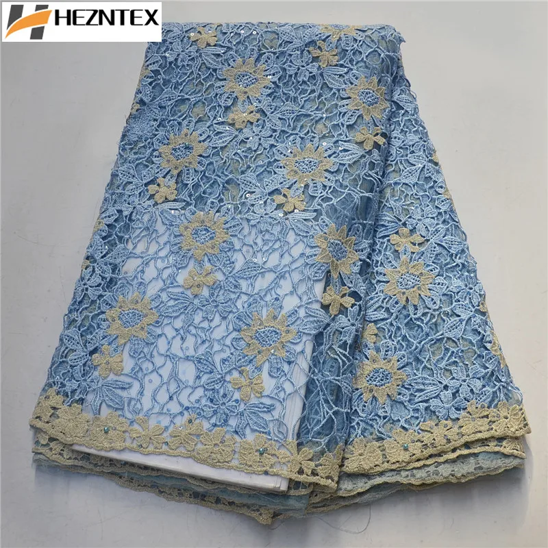 

Best Quality African Lace Fabric Guipure Lace Fabric High Quality Emboridery French Mesh With Sequins Wedding Dresses PSA576-1