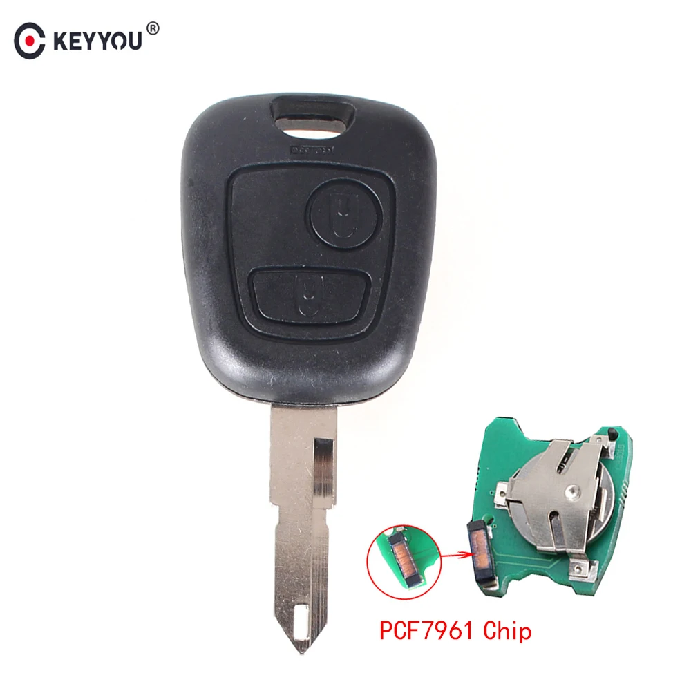 

KEYYOU 2 Buttons PCF7961 Transponder Chip Remote Control Car Key For Peugeot 206 306 405 433MHz Key With PCB Battery NE73 Blade