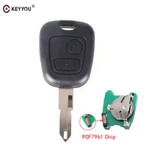 KEYYOU 2 пуговицы PCF7961 транспондер чип дистанционный Управление автомобиль ключ для peugeot 206 306 405 433 MHz Ключ с PCB Батарея NE73 лезвие