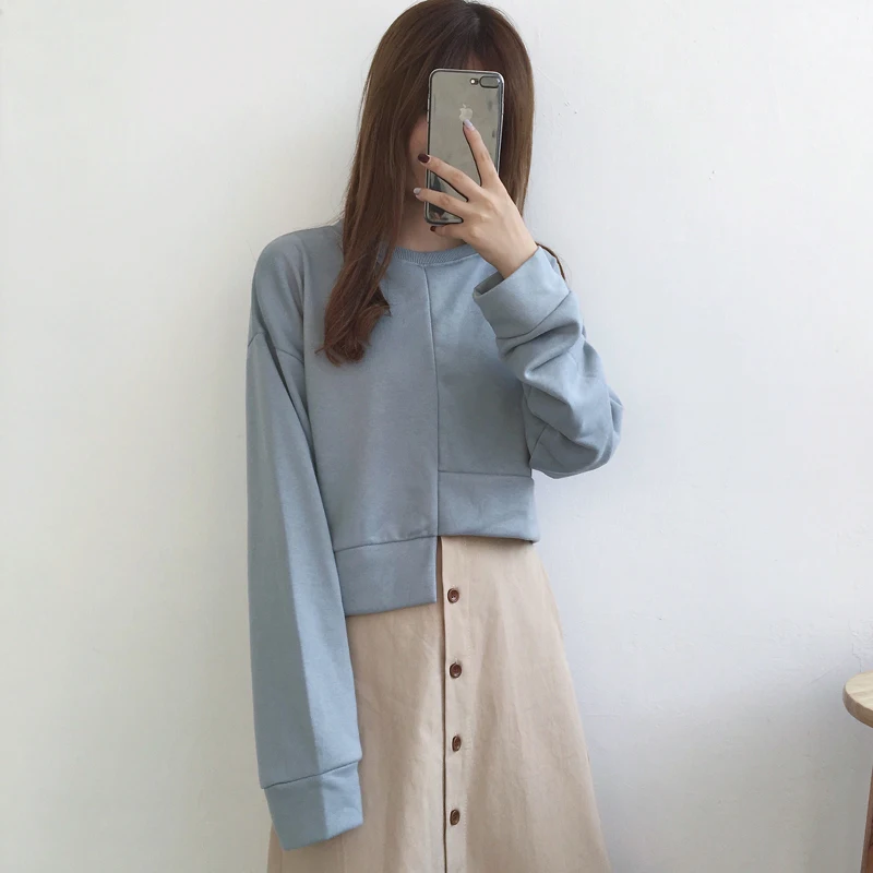 

2017 fashion autumn winter women's o neck long sleeve irregular length oversized sweater pull femme tops pullover sweaters