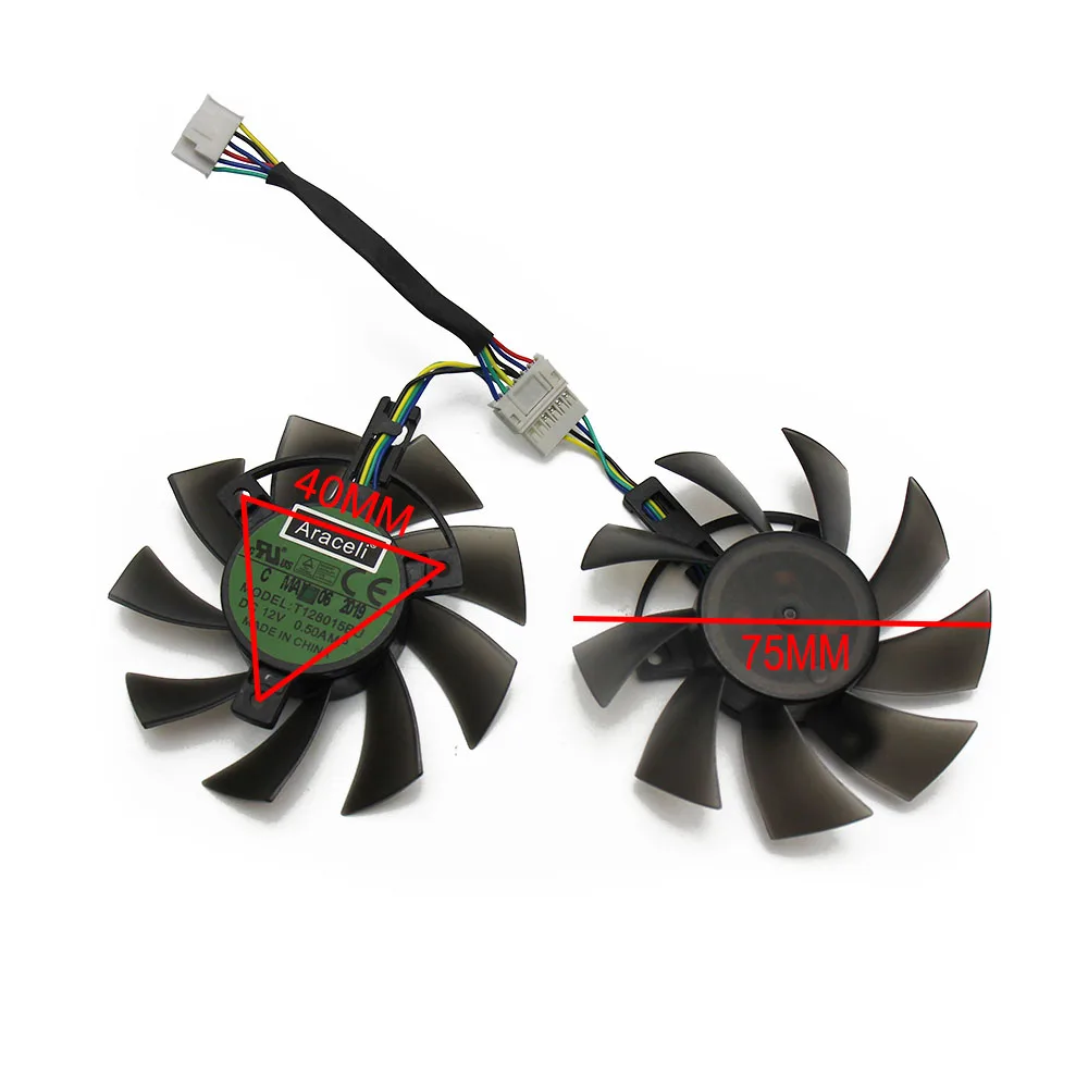 75 мм T128015BU 6Pin охлаждающий вентилятор для ASUS TUF GTX1650 TI O6G двойной GTX1660 6G GTX 1660 Ti кулер