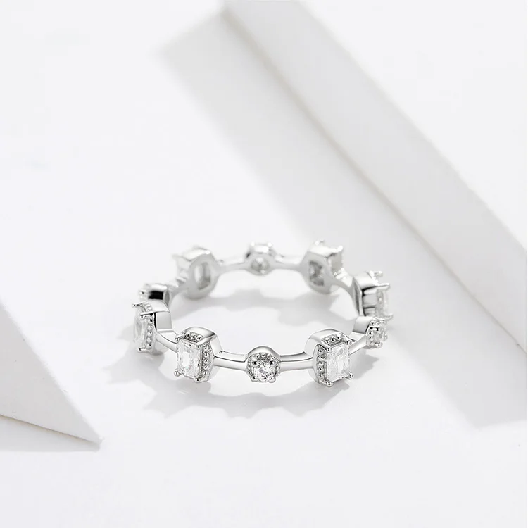 BAMOER,, 925 пробы, серебряное кольцо на палец, Аутентичные, роскошные ювелирные изделия для женщин, свадебные, SCR531