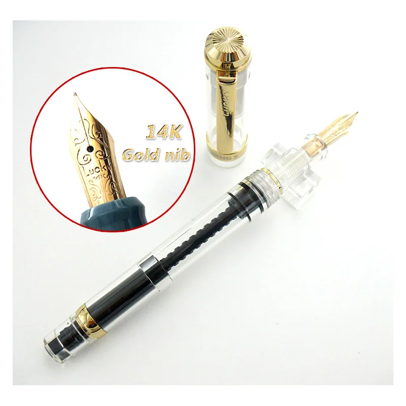 Wingsung Yong Sheng 698 14K Золотой наконечник прозрачная ручка поршневых чернил|ink pen|14k gold