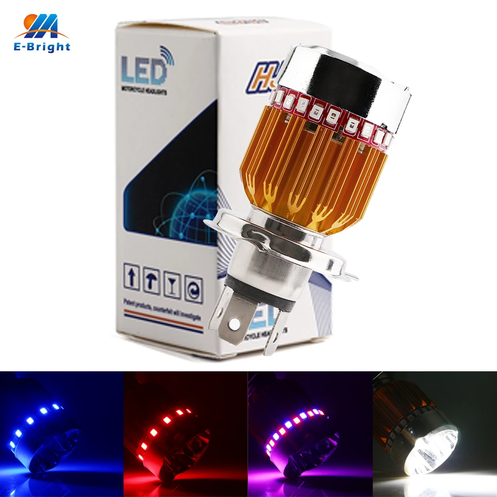 YM E Bright 4 шт. H4 3 светодиода белая противотуманная лампа + ангельские глазки RGB