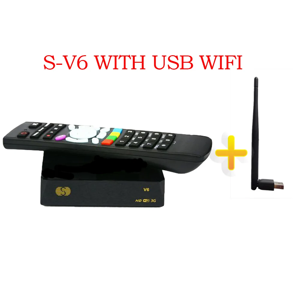 S-V6 DVB-S2 цифровой спутниковый ресивер с 2 USB порта Поддержка wi-fi Xtream IP ТВ колеса ТВ веб-ТВ Youtube USB WI-FI biss ключ CCCAMD - Цвет: With USB WIFI