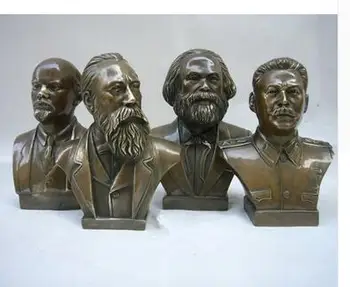 

Decorated Old Bronze Carved Lenin statue, Stalin Marx sculpture ,Engels Memorial Sculpture Antique crafts Copper sculpture home