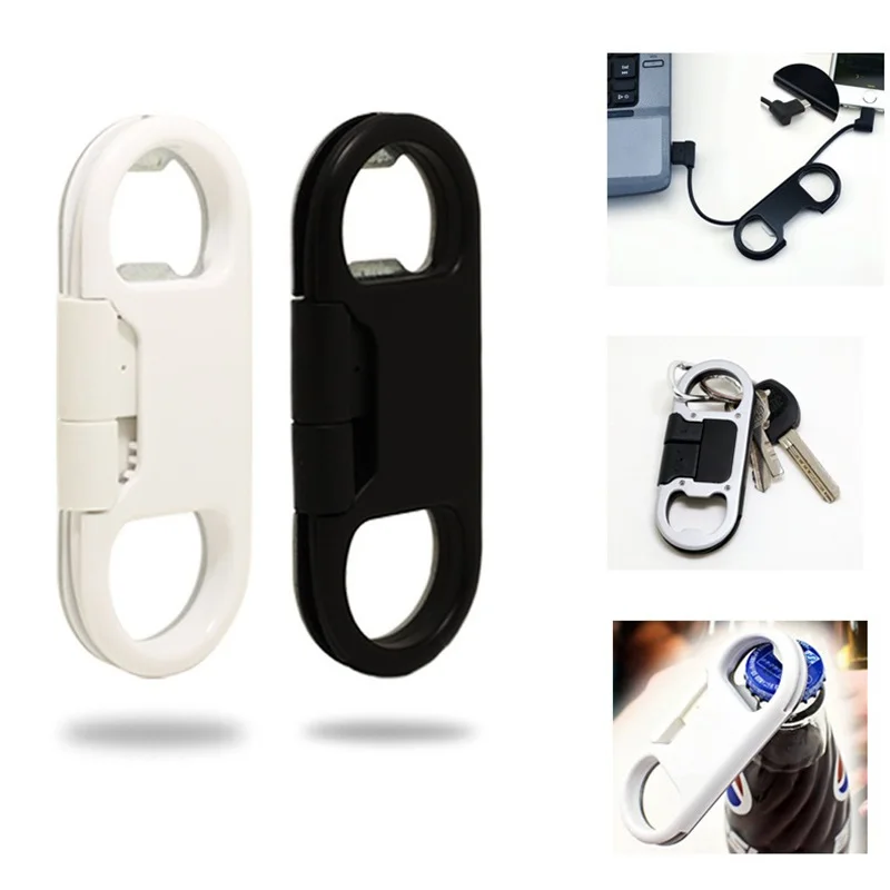 3 in 1 beer bottle opener keychain Data Cable USB Charging Cable