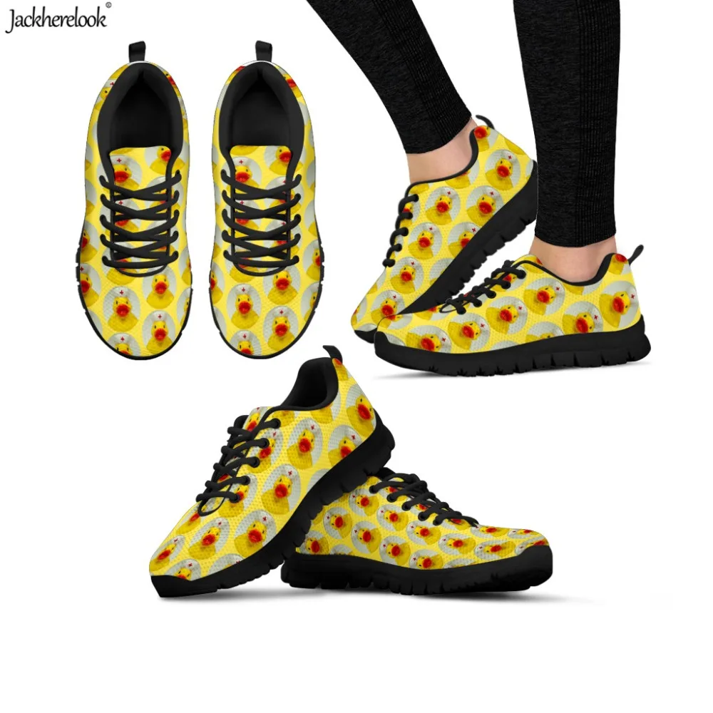 Jackherelook милый мультфильм кроссовки для женщин классический кружево до спортивная обувь медсестра Duckie печати свет сетки Спортивная обувь