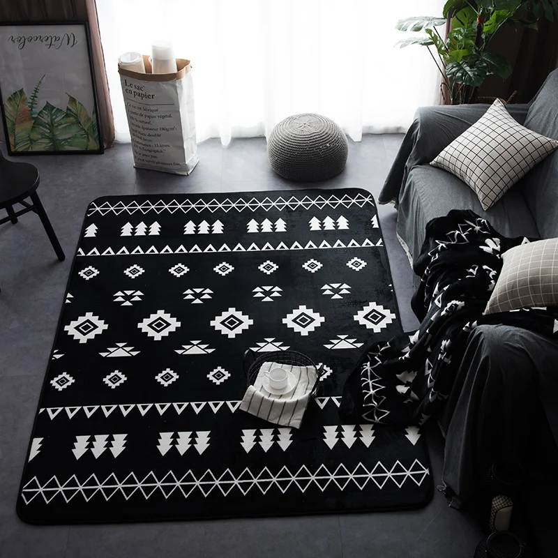 

Bohemian Style Door Mat For Living Room Multi-size Rectangle Fleece Soft Children Crawling Carpet and Rugs Bathroom Floor Mats E