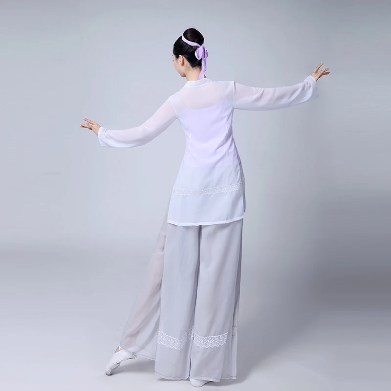 Китайский стиль Hanfu Классическая танцевальная одежда женская Танцевальная Марля элегантный китайский народный танец костюм для женщин