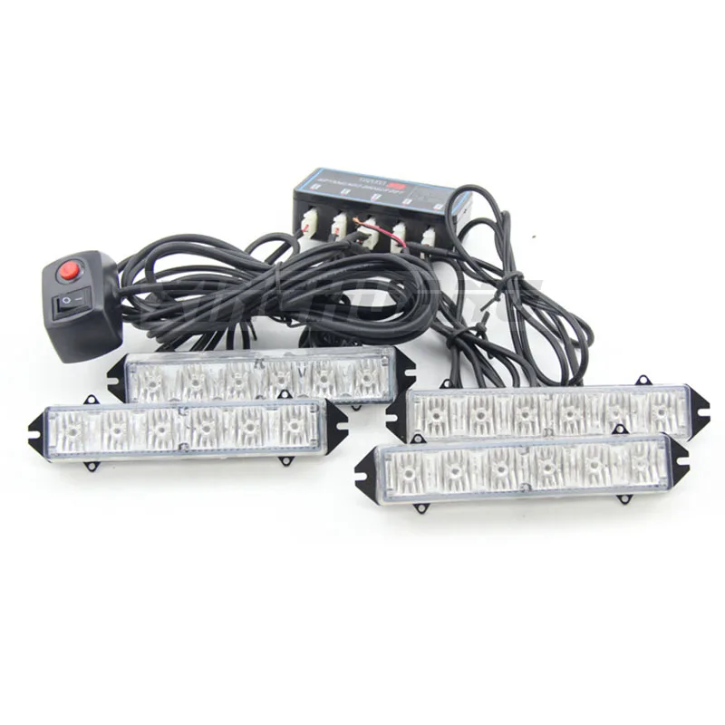

New Car style Universal Car Emergency Flash Light 4X6LED 24 LED Grille Deck Lightbar Strobe Flashing Light 12V Free Shipping